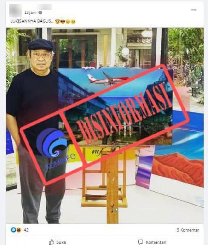 [DISINFORMASI] SBY Lukis Pesawat Merah Putih Melintasi Gedung Mangkrak